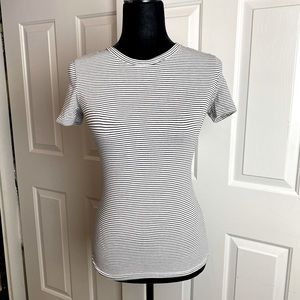 Black & white striped fitted top